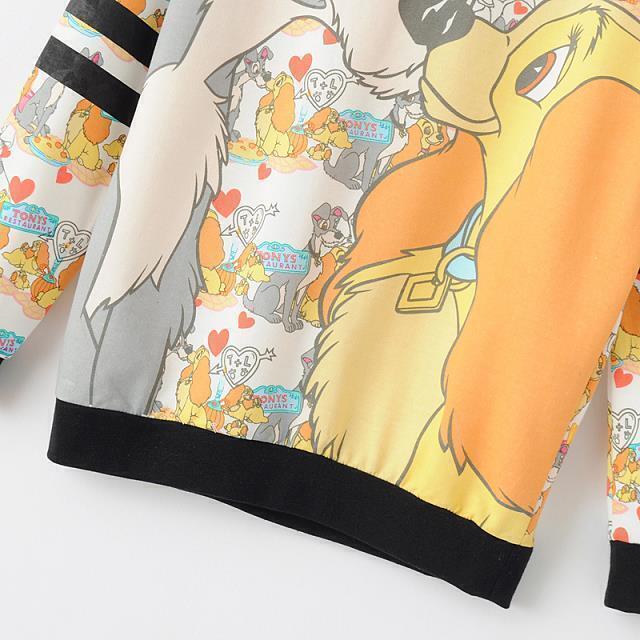 Kiss Dogs Print Loose SweatshirtFor Womenromwe