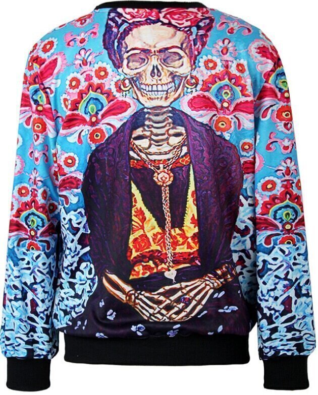 Floral Skull Print SweatshirtFor Womenromwe