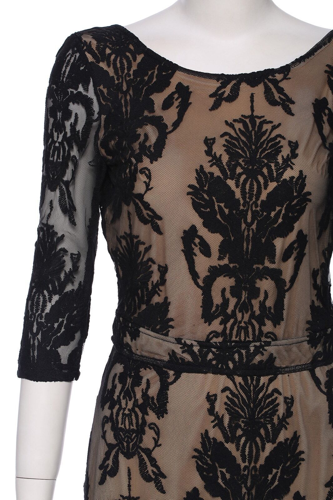 Embroidery Floral Lace Half Sleeve Black DressFor Womenromwe