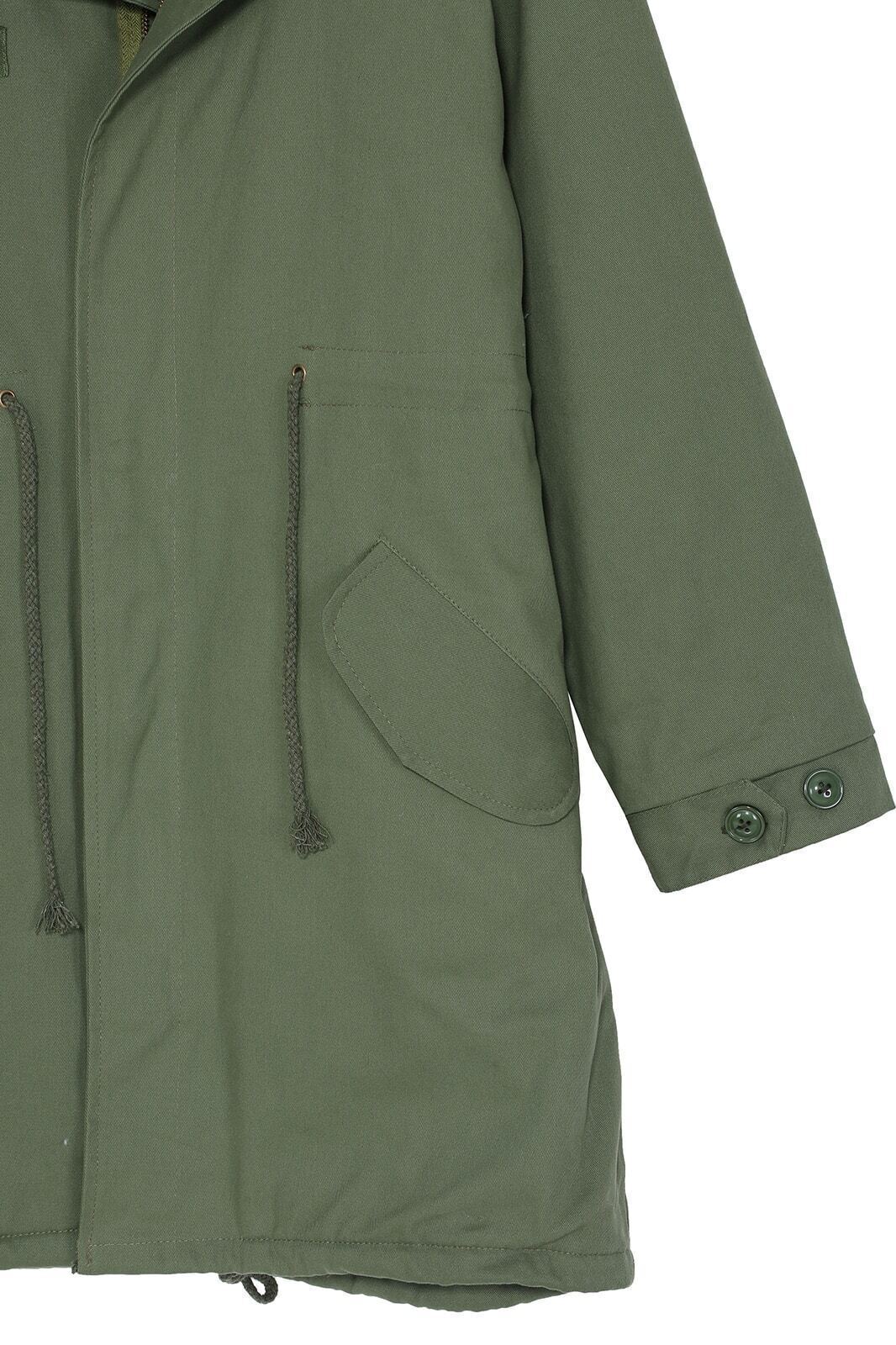 Military Green Coat with Letter Print BackFor Womenromwe