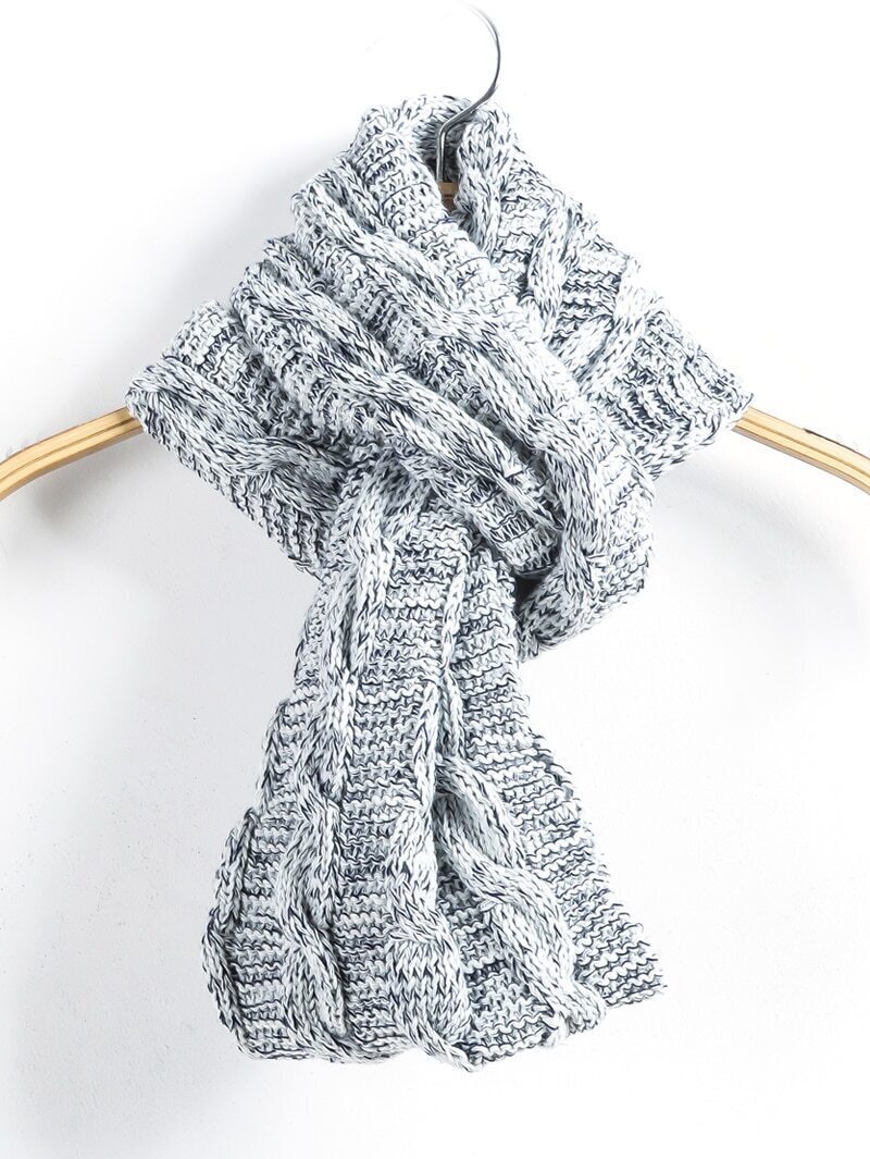 Cable Knit Grey ScarveFor Womenromwe