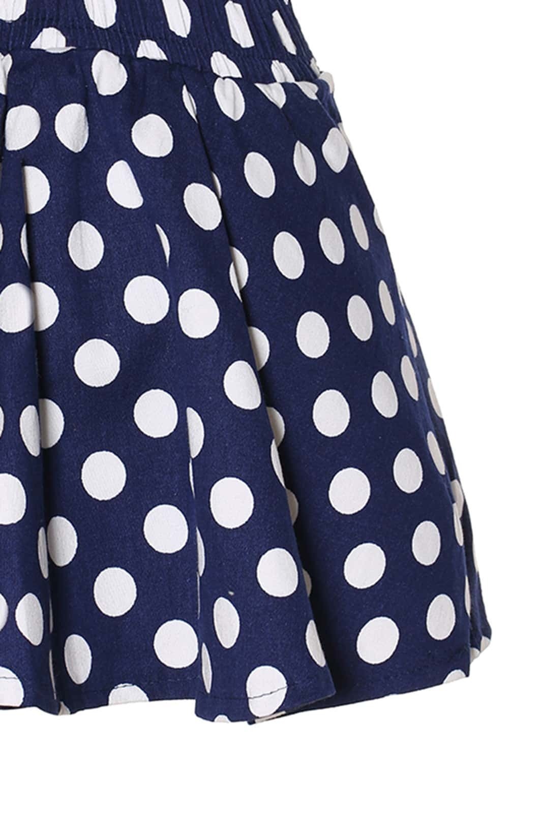 Polka Dot Flare Blue SkirtFor Womenromwe