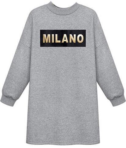 MILANO Print Loose Grey SweatshirtFor Women-romwe