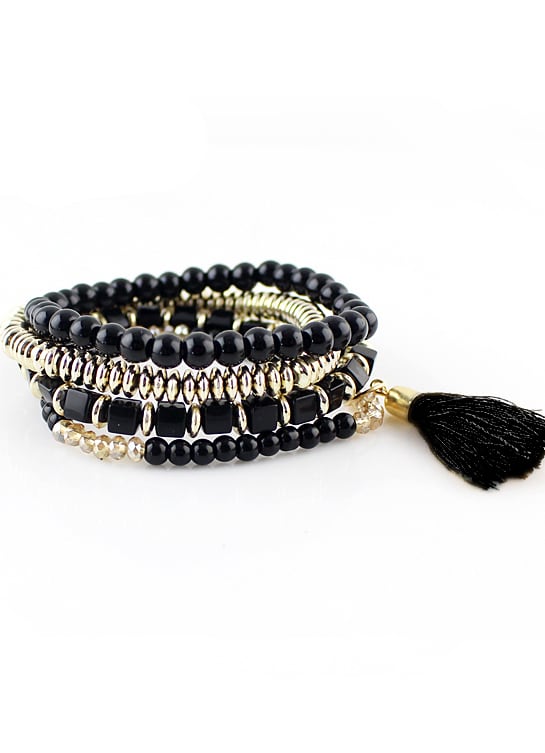 Black Bead Bohemian Bracelet