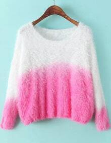 Red Pink Color Block Knit Sweater Women Winter Deep V neck Tassel Knitted Cropped Pullover Cool 