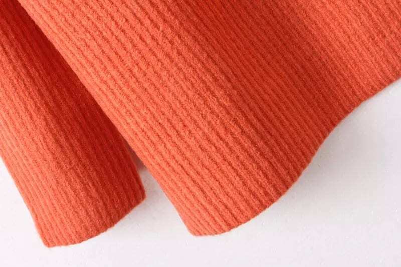 Loose Orange Ribbed Sweater with Raglan SleeveFor Women-romwe