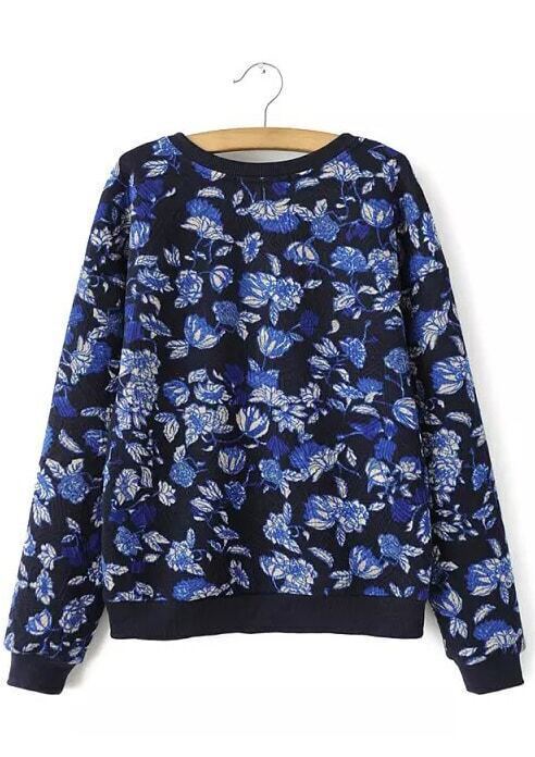 zyia blue floral sweatshirt