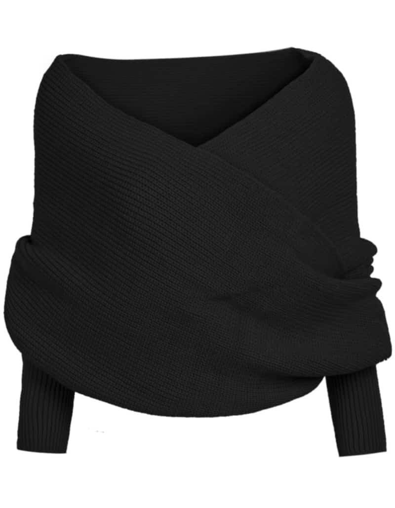 Off-shoulder Crop Knit Black Sweater Off-shoulder Crop Knit Black Sweater