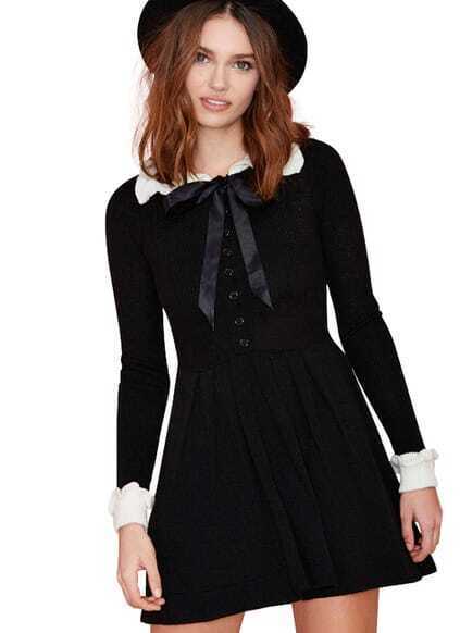 Buttons Pleated Knit Long Sweater pictures