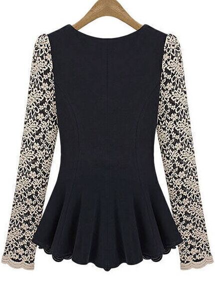 Lace Flouncing Khaki BlouseFor Women-romwe