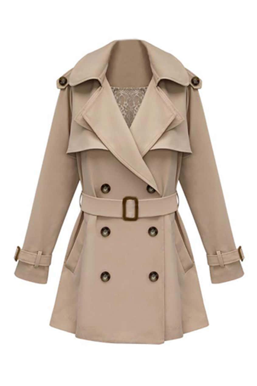 Slim Medium Style Khaki Trench CoatFor Womenromwe