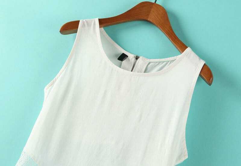 White Sleeveless Sheer Mesh Tank TopFor Womenromwe