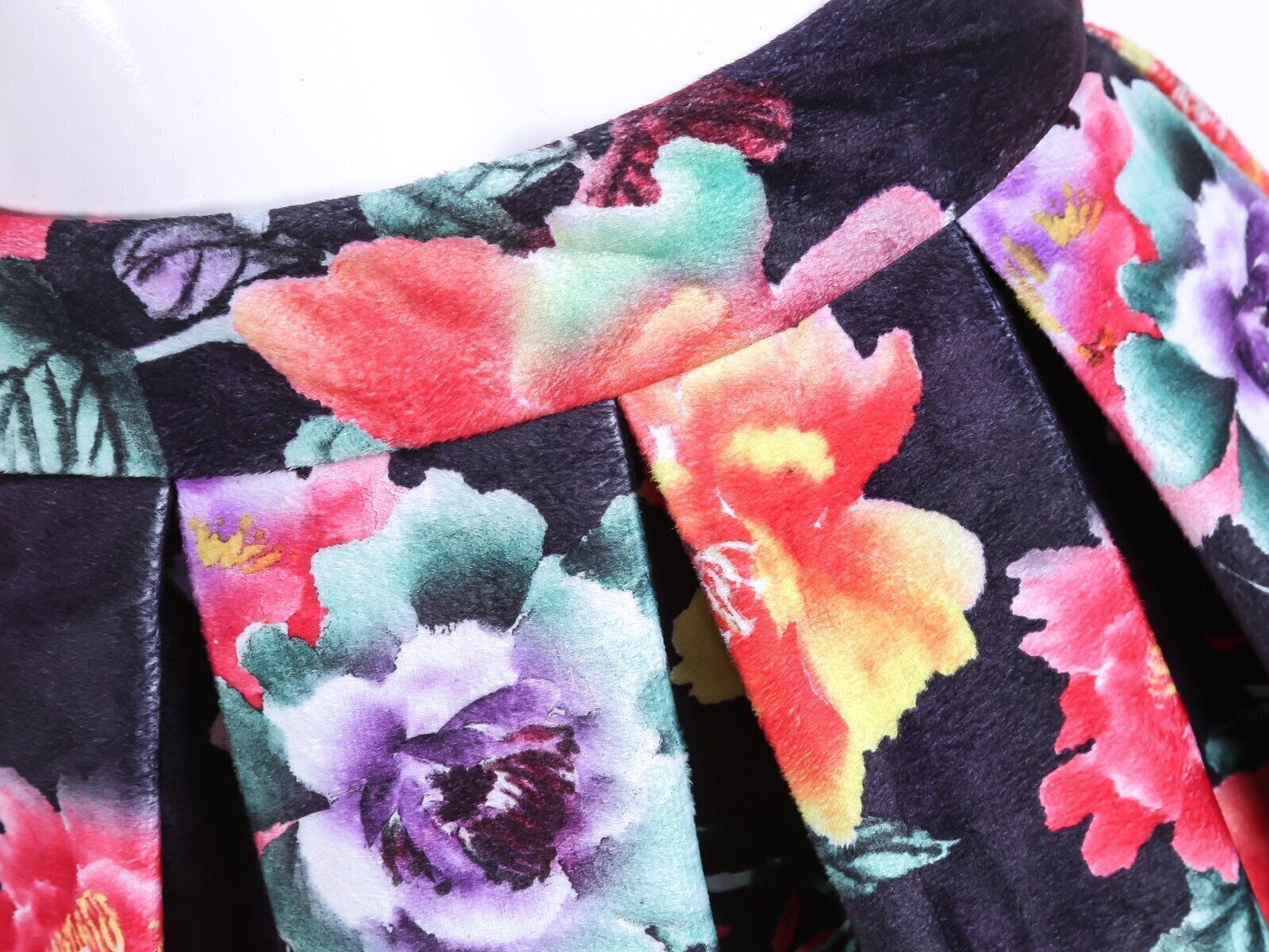 Zipper Floral Print Pleated Red SkirtFor Womenromwe