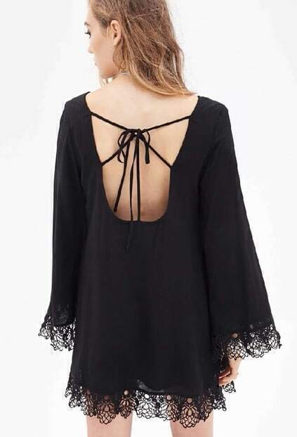 Lace Backless Loose Dress pictures