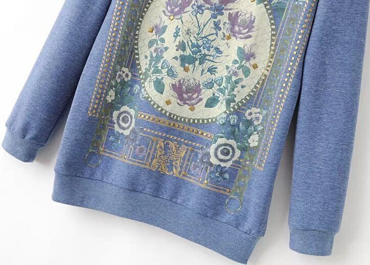 blue floral sweatshirt