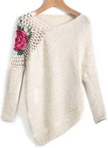 Floral Crochet Loose Sweater