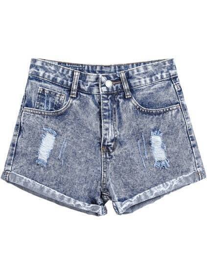 Ripped Flange Denim Shorts Ripped Flange Denim Shorts pictures