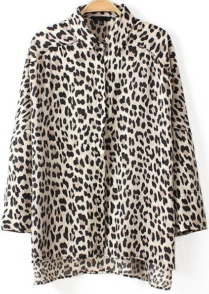 Leopard Print Loose BlouseFor Women-romwe
