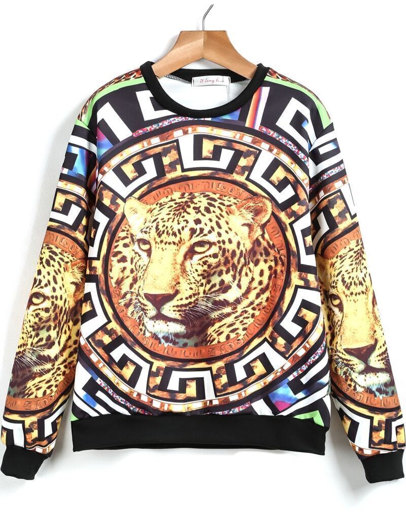 Leopard Print Loose SweatshirtFor Women-romwe