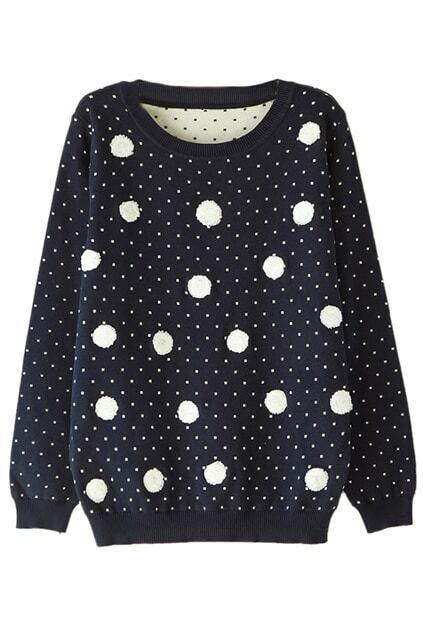 Polka Dots Blue JumperFor Women-romwe