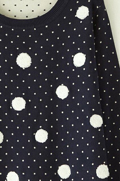 Polka Dots Blue JumperFor Women-romwe