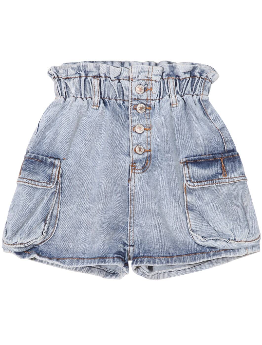 Elastic Waist With Pocket Denim ShortsFor Womenromwe