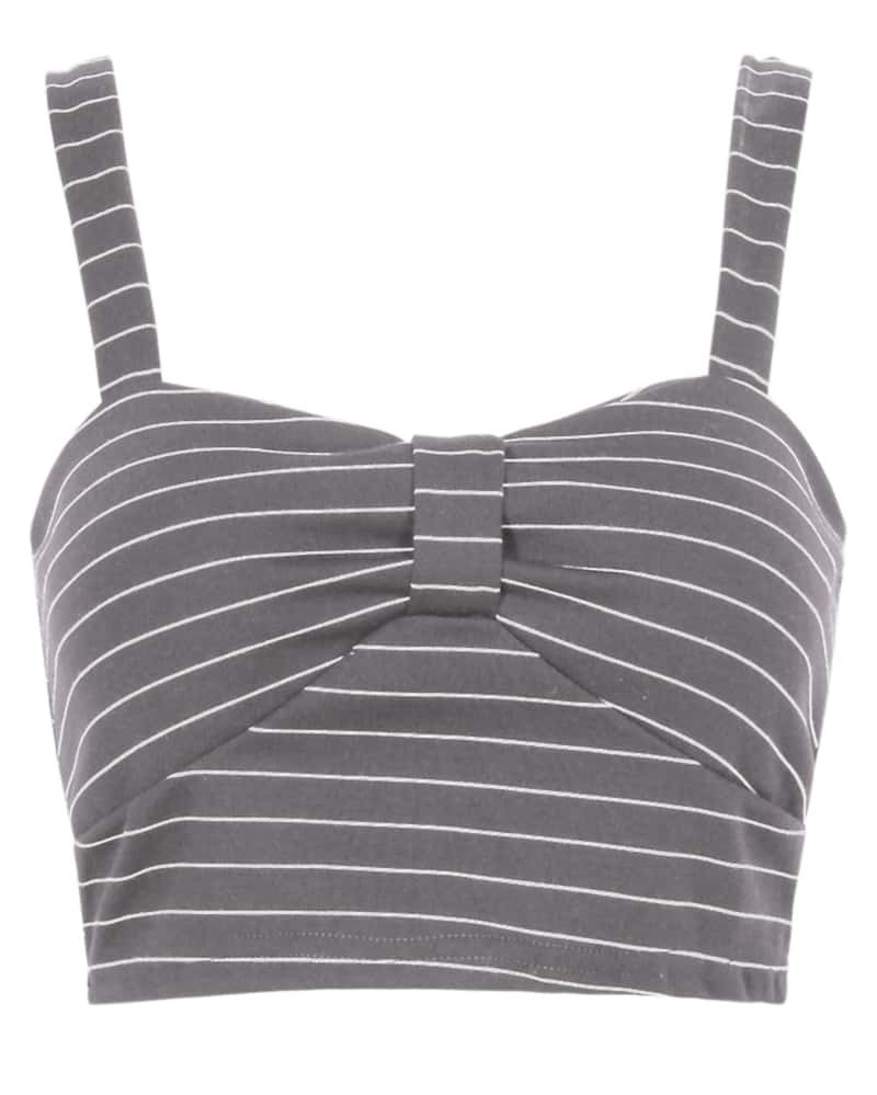 Spaghetti Strap Striped Crop Grey Cami TopFor Women-romwe