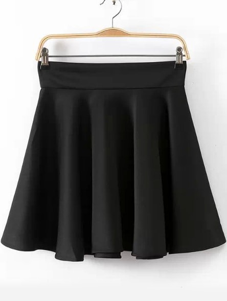 Black High Waist Pleated Skirt
