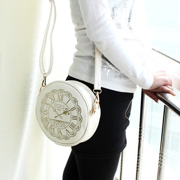 White Clock Print PU Leather BagFor Womenromwe