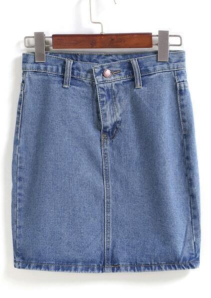 With Button Denim Bodycon Skirt pictures
