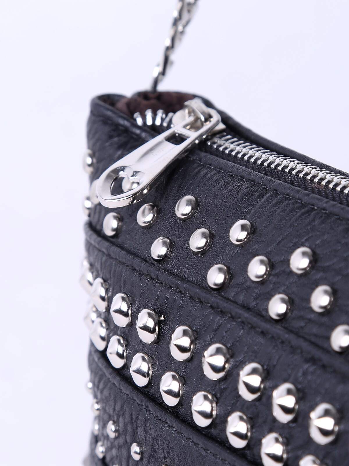 Black With Rivet Shoulder BagFor Womenromwe