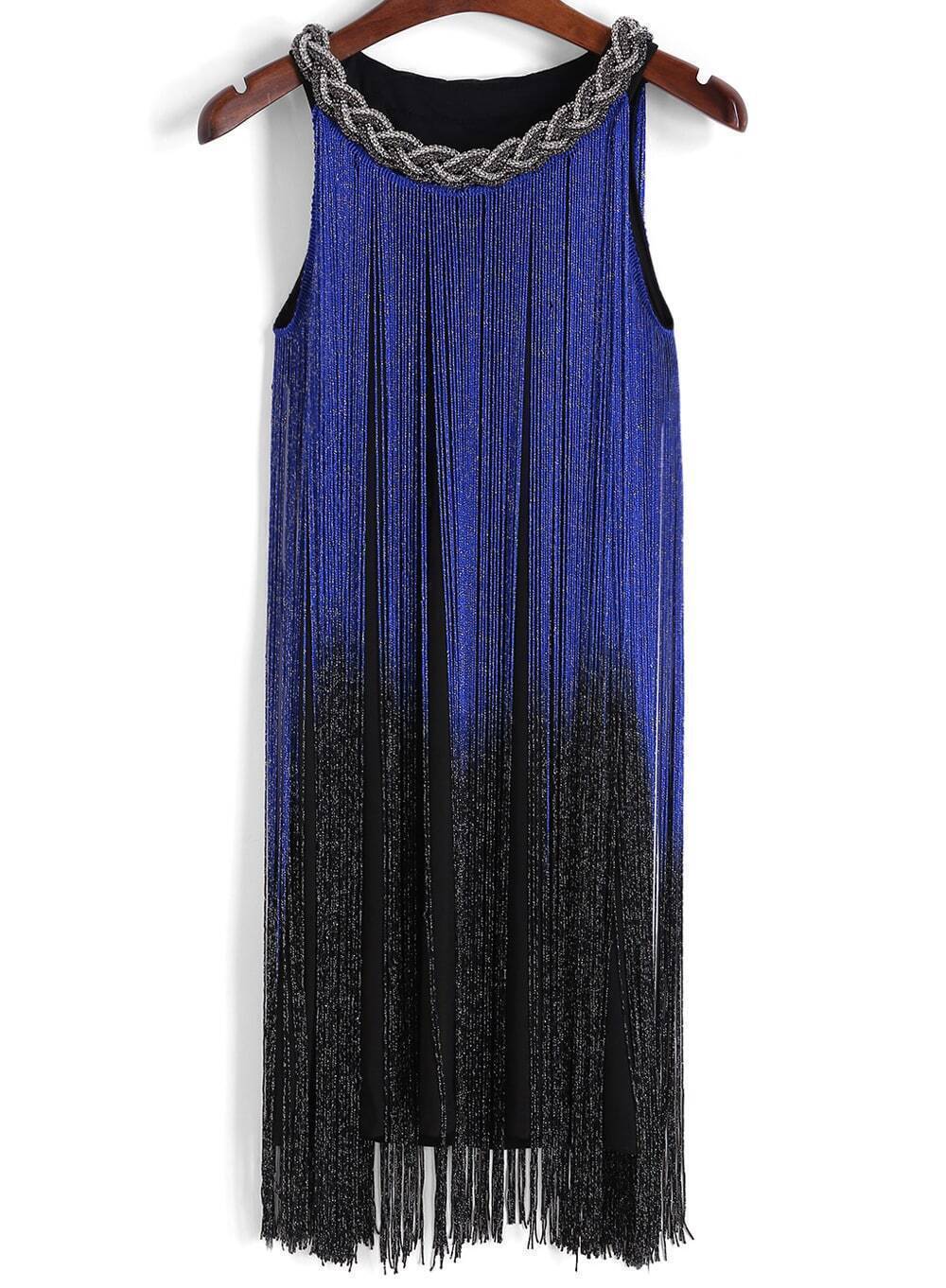 With Tassel Ombre Blue DressFor Womenromwe