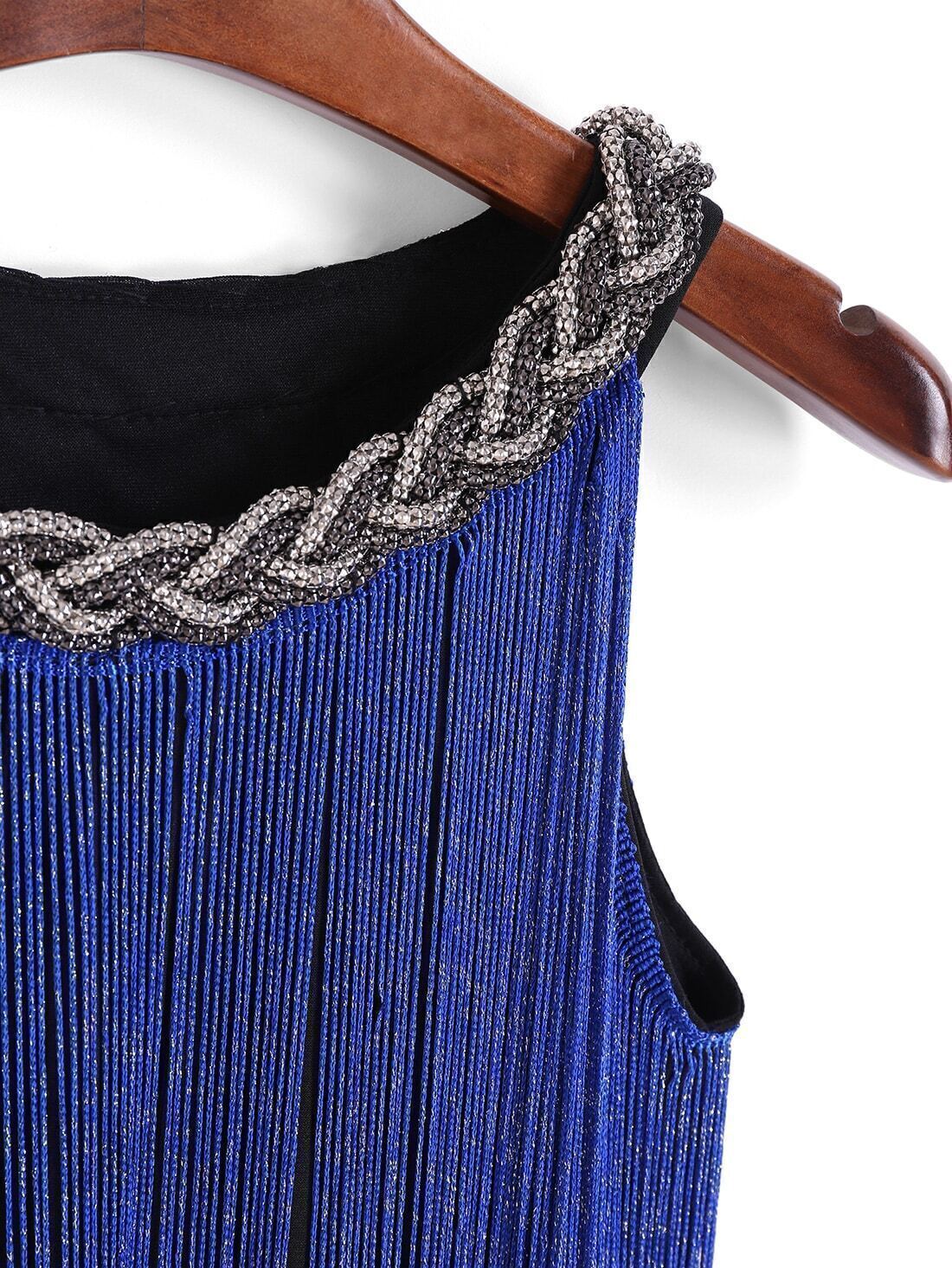 With Tassel Ombre Blue DressFor Womenromwe