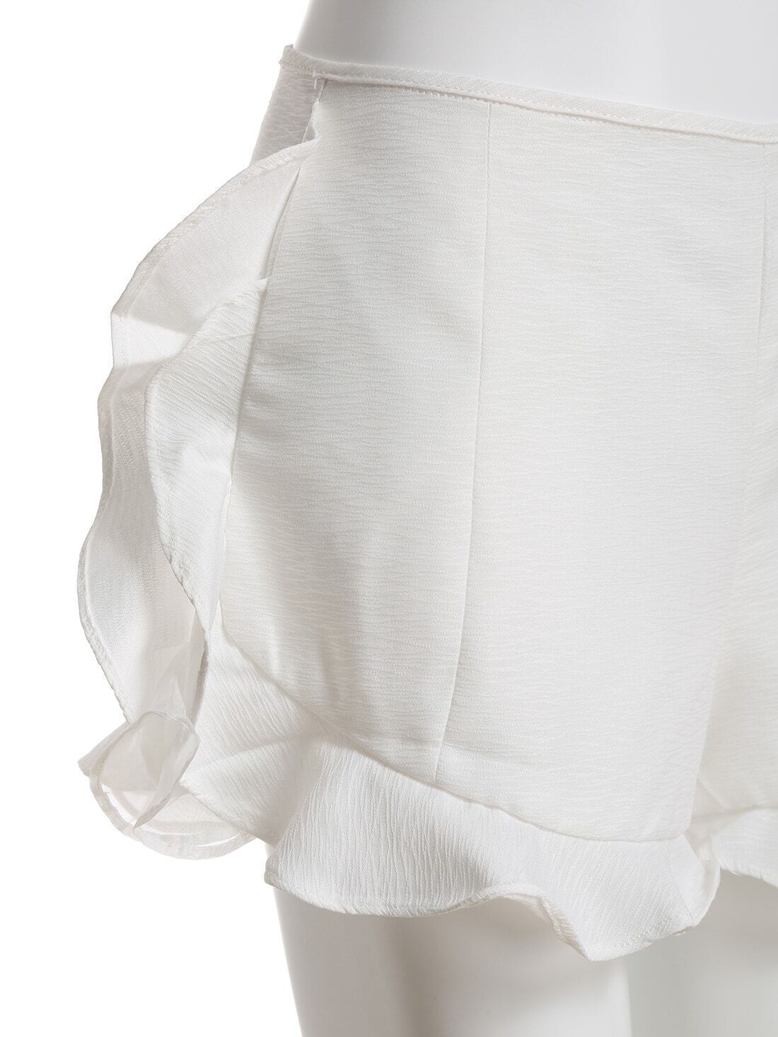 Back Zipper Ruffle ShortsFor Womenromwe