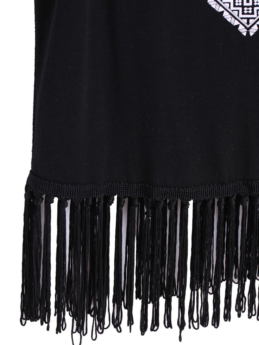 With Tassel Geometric Print Tank TopFor Womenromwe