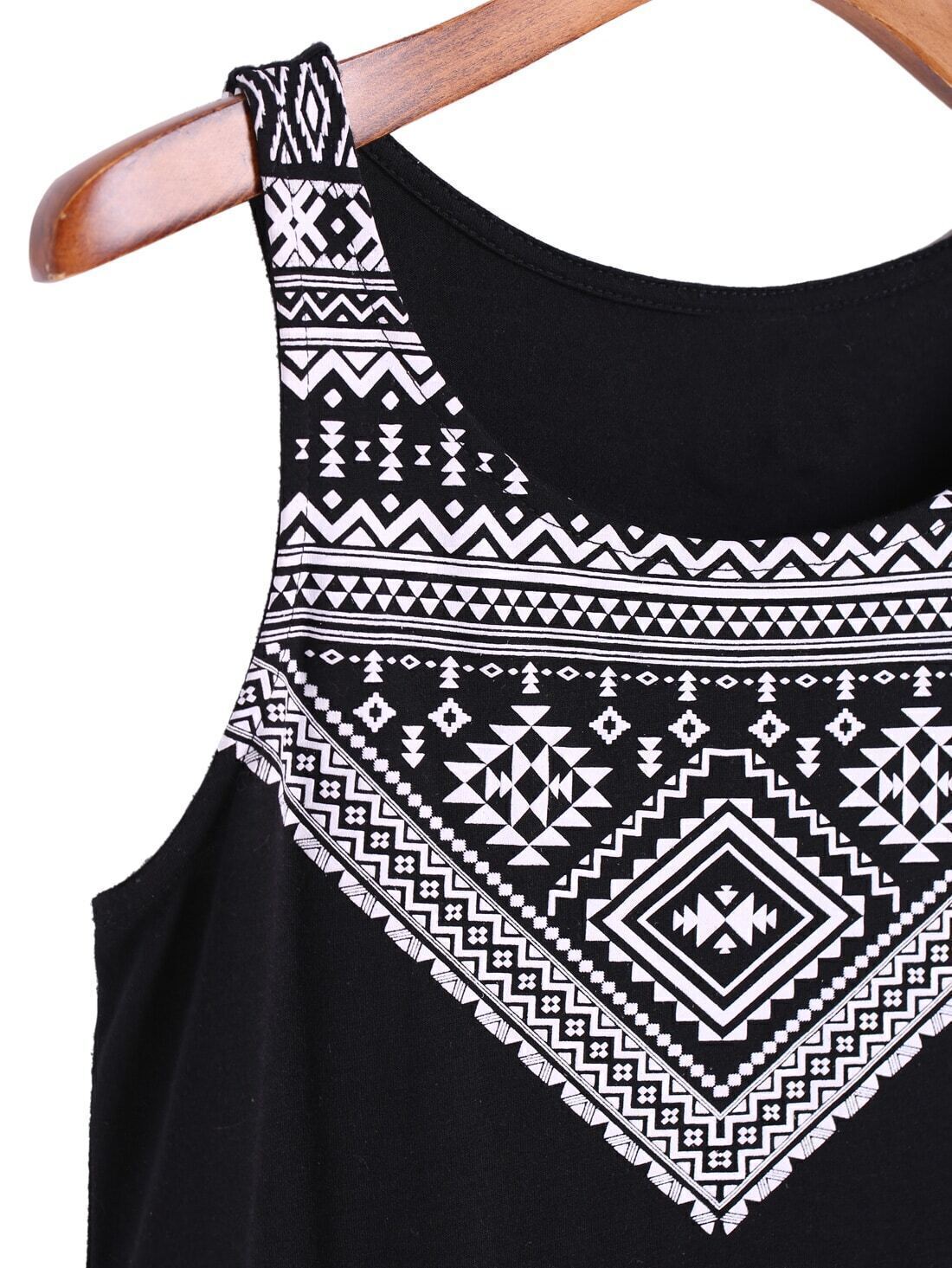 With Tassel Geometric Print Tank TopFor Womenromwe