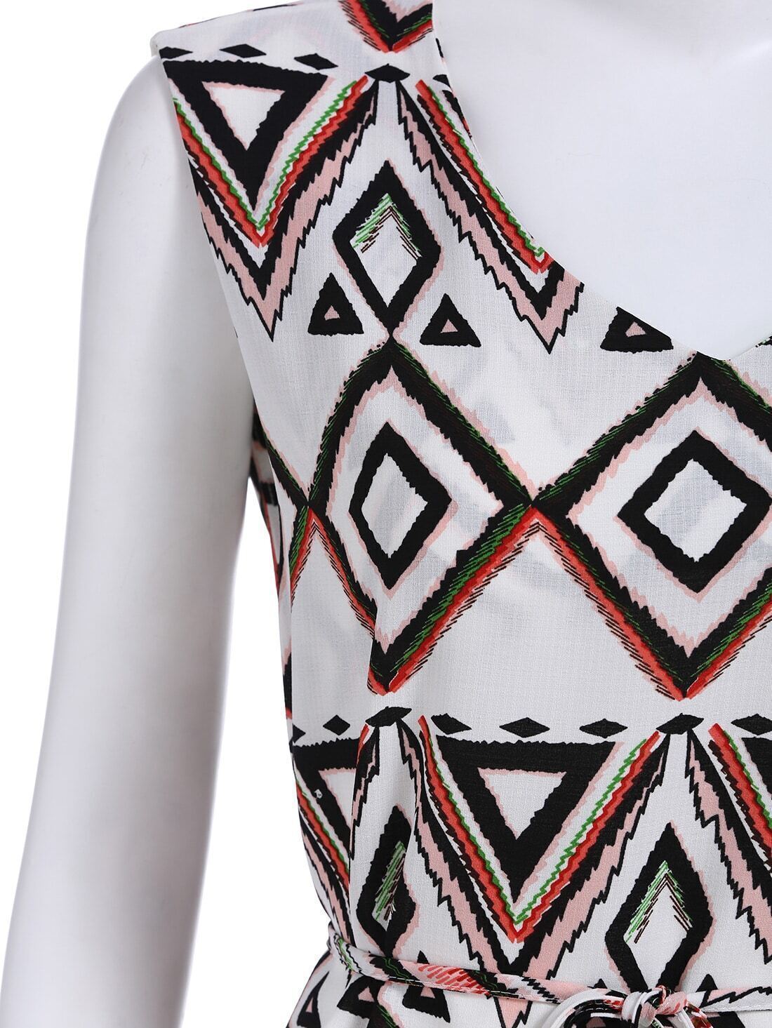 Sleeveless Geometric Print DressFor Womenromwe