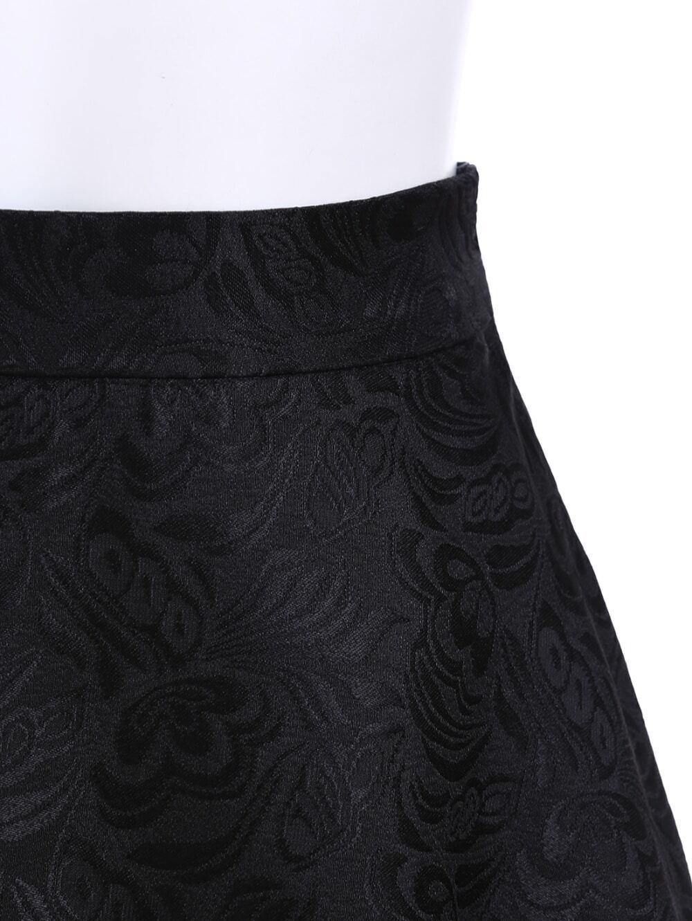 With Zipper Flare Black SkirtFor Womenromwe