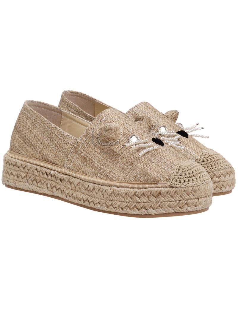 Beige Round Toe Espadrille Bead FlatsFor Womenromwe