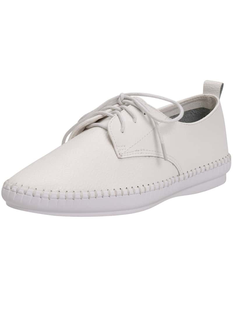 White Round Toe Lace Up FlatsFor Womenromwe