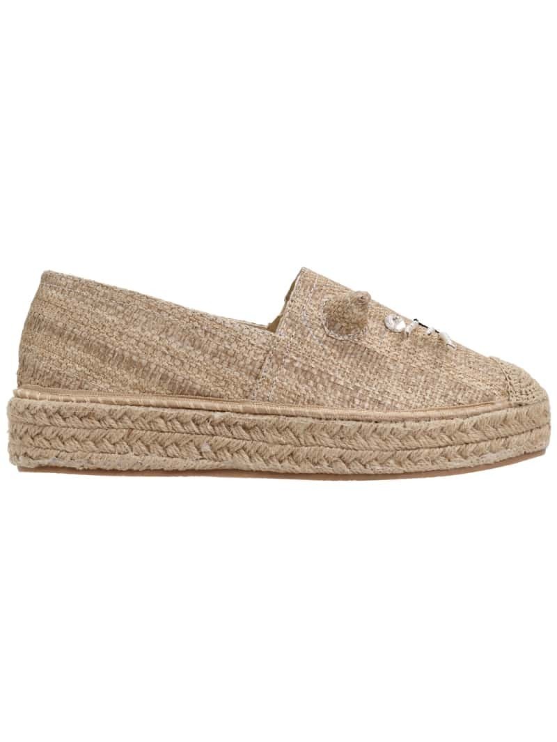Beige Round Toe Espadrille Bead FlatsFor Womenromwe