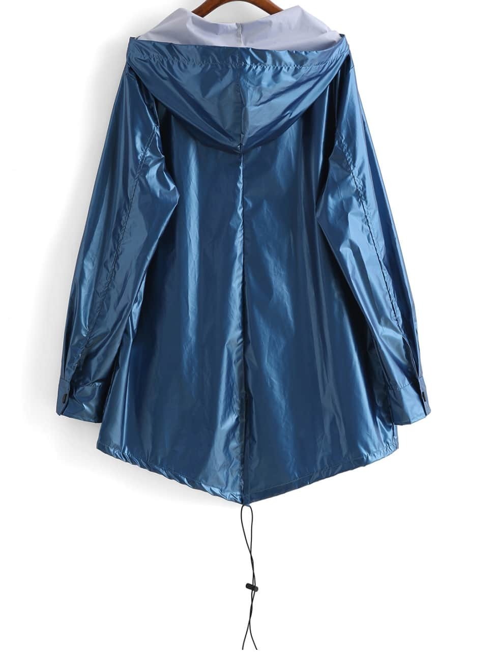 Hooded Dip Hem Zipper CoatFor Womenromwe