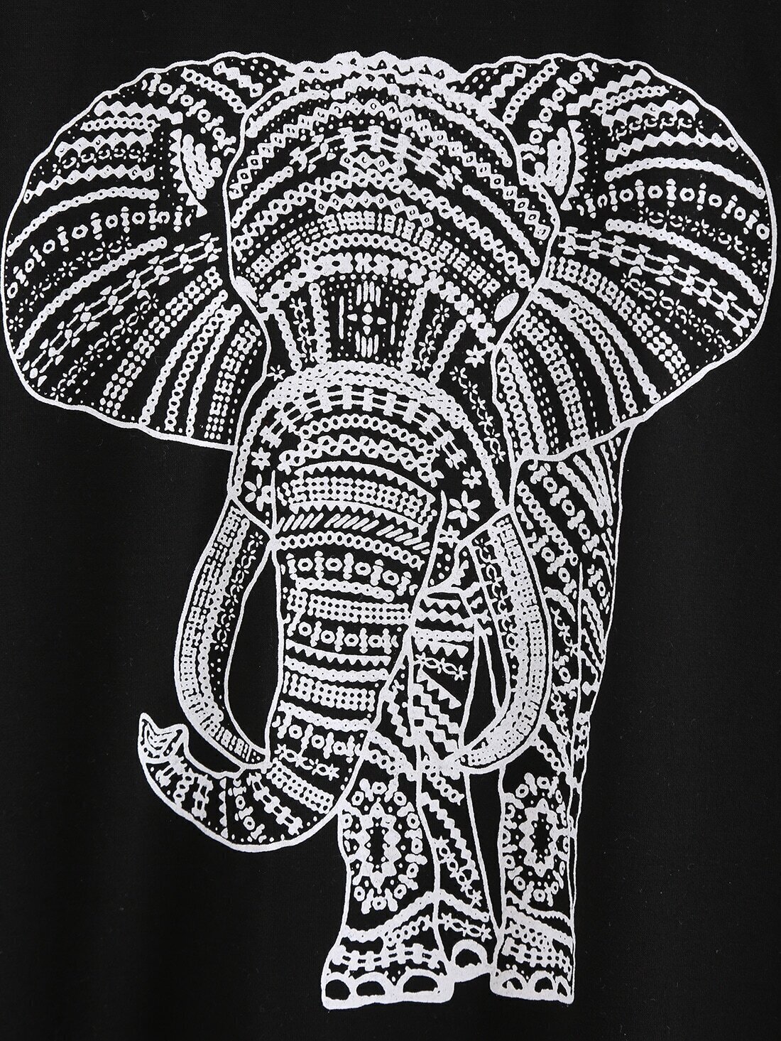 Black Round Neck Elephant Print Tank TopFor Womenromwe