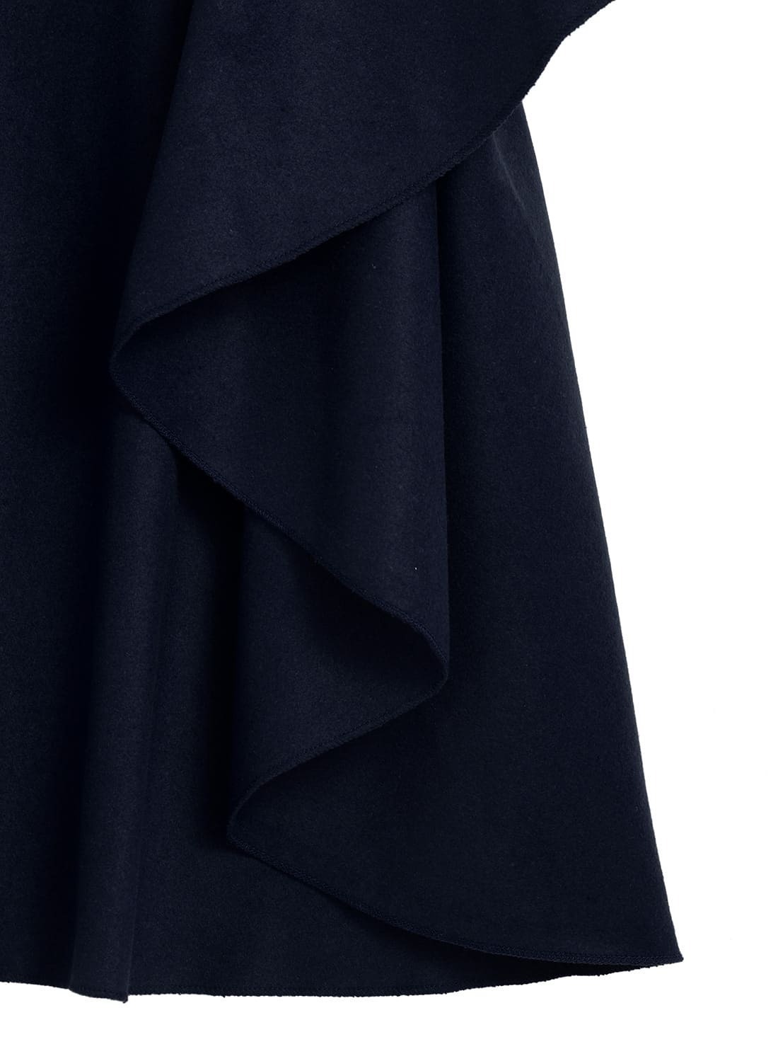 Lapel Dip Hem Loose Blue CoatFor Womenromwe