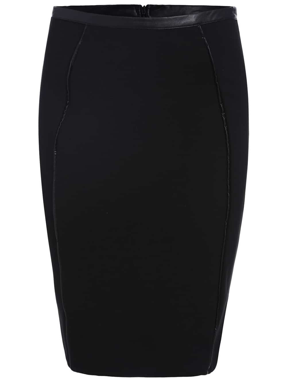 Back Zipper Bodycon Black SkirtFor Womenromwe