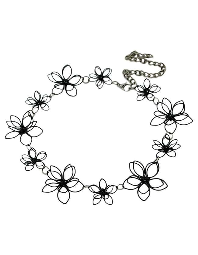 New Fashion Alloy Pretty Women Black Flower Necklace