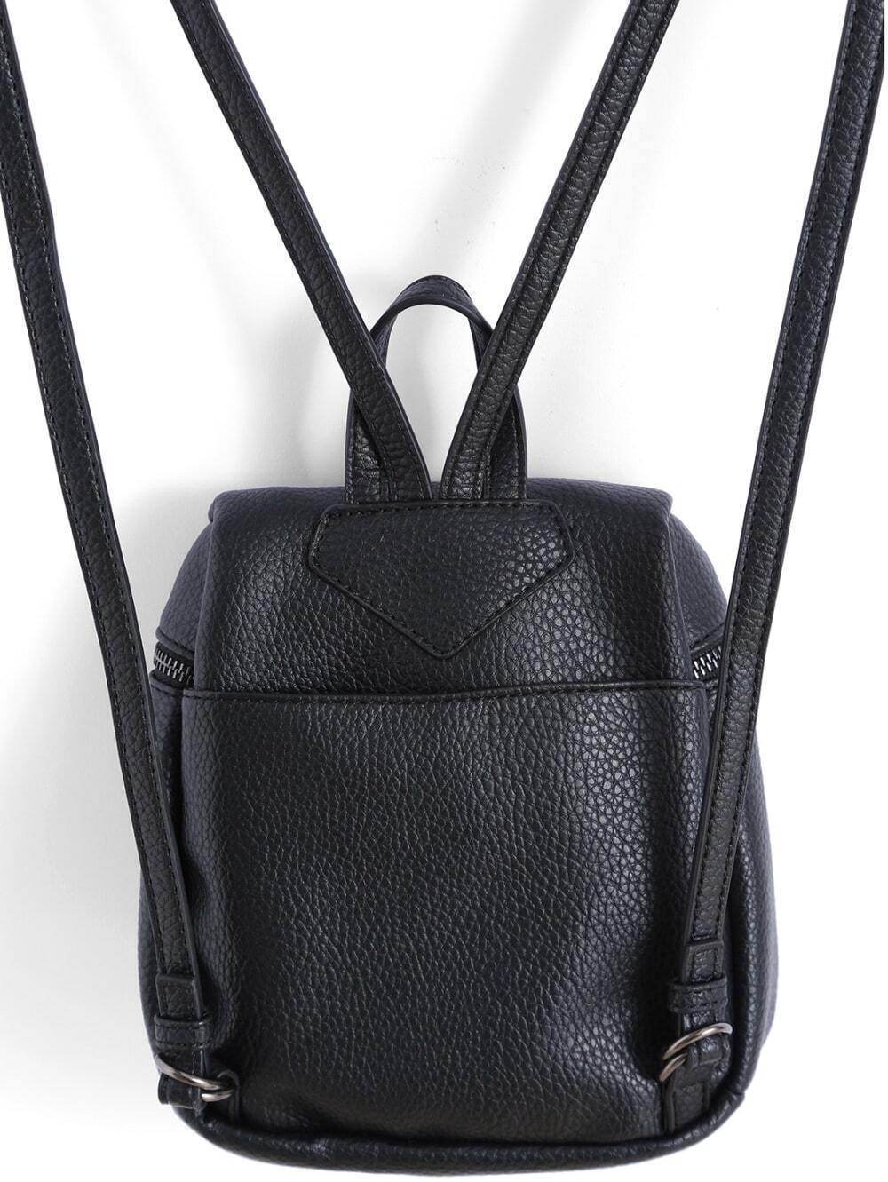 Black Zipper PU BackpacksFor Womenromwe