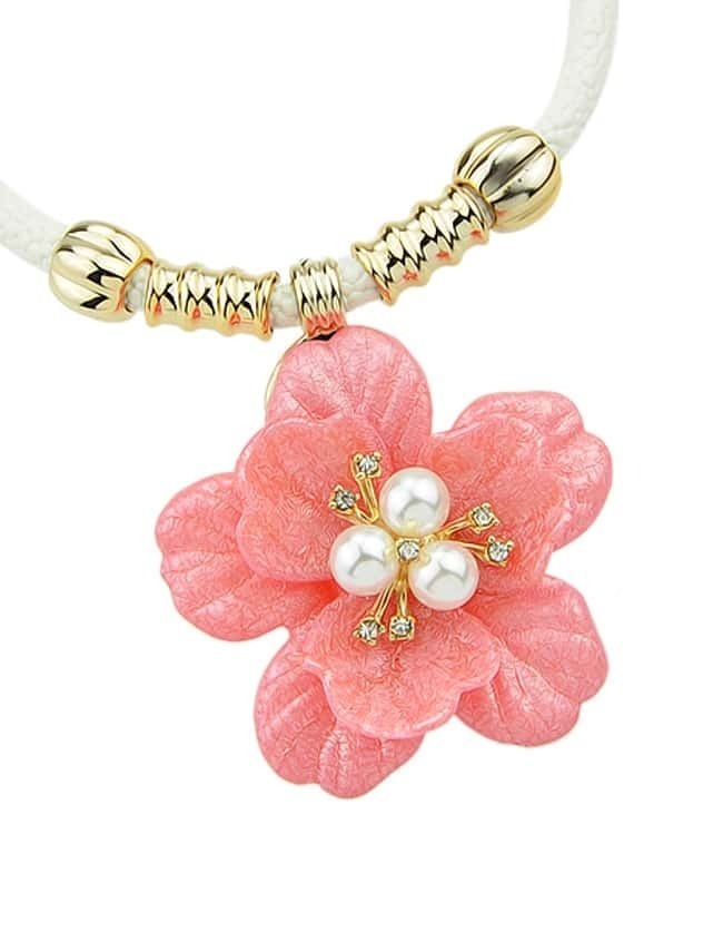 Simple Plastic Flower Pink Pendant NecklaceFor Womenromwe