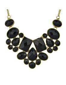 Collier long imitation strass -noir 