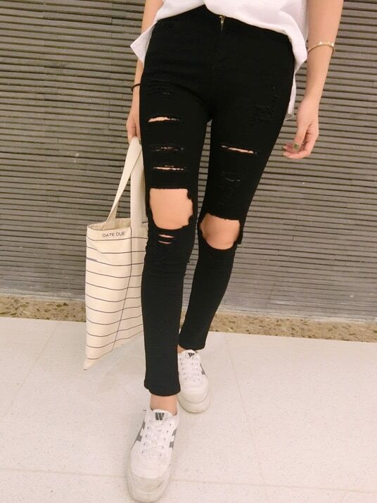 Ripped Denim Slim Pant